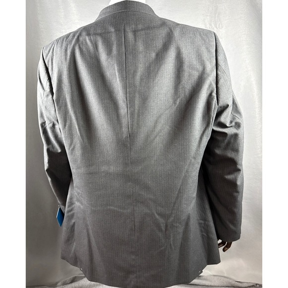 NWT Haggar Gray Pinstripe Suit Jacket Blazer Mens 48 L Tapered Waist Custom Fit - Picture 12 of 15
